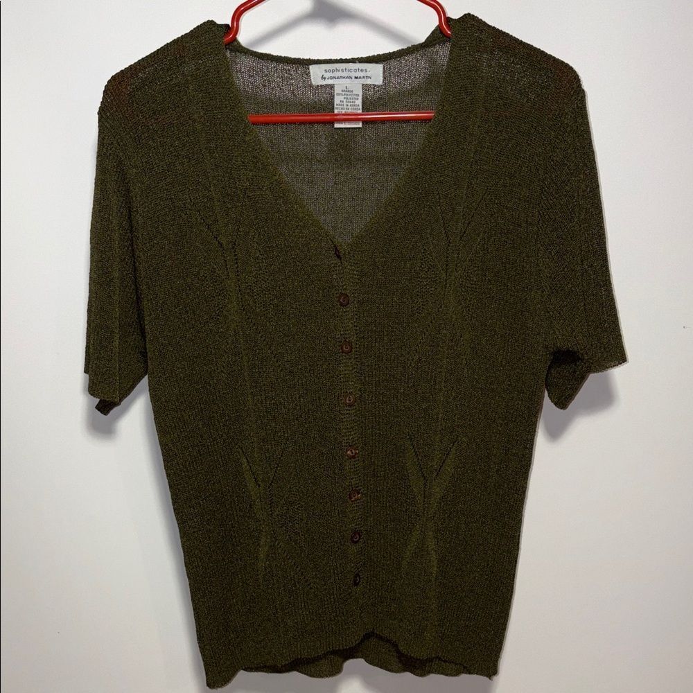 Jonathan Martin Olive Green Cardigan Sweater